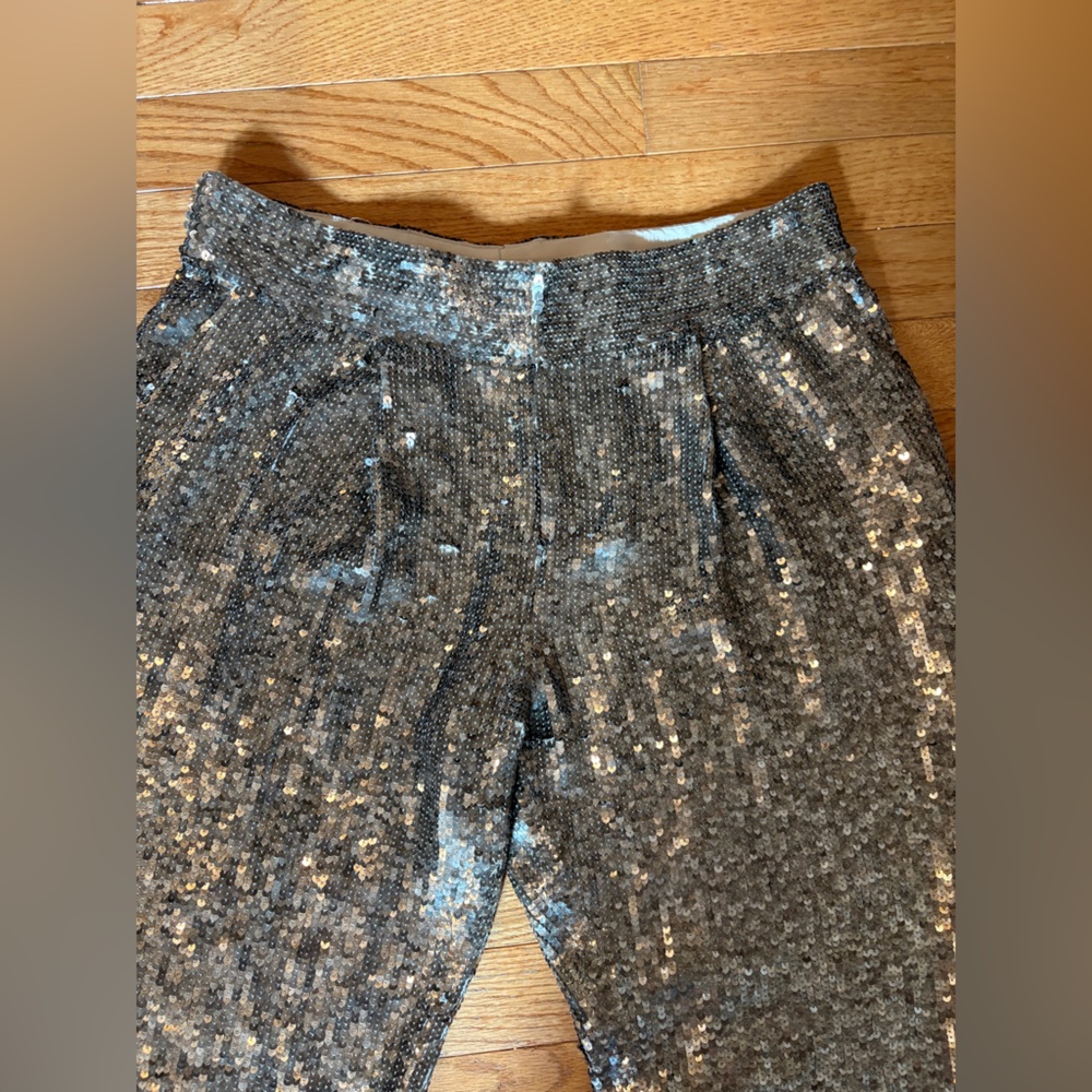 Alice + Olivia Metallic Sequin trouser Pants size 6 - Picture 3 of 8